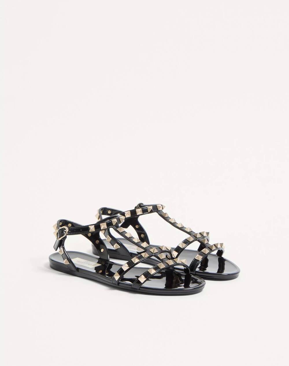 NEW VALENTINO GARAVANI women's rockstud flat jelly sandals in nero